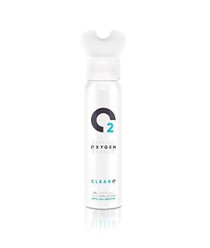 ClearO2 - Bote de oxígeno respiratorio puro, 15 litros, con tapa de inhalador, fabricado en Gran Bretaña
