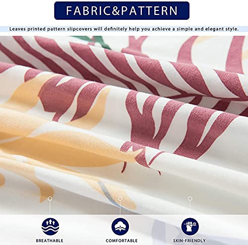 CLGTY Elástica Funda De Sillón Orejero 2 Piezas, Hojas Estampado Fundas De Sillón para Salón, Poliéster Fabric Funda De Sofá Protector para Muebles-Blanco-2 Piezas