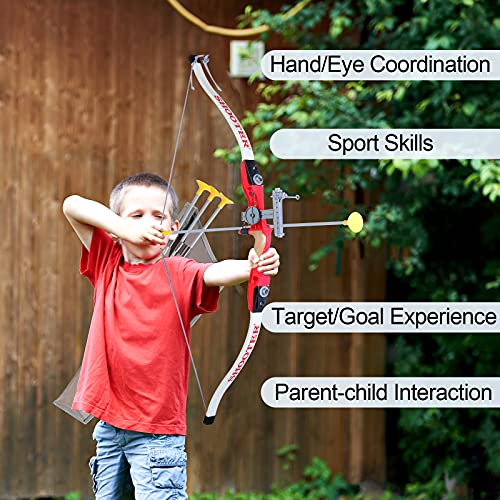 Clickwoo Juego de Tiro Arcos y Flecha para Niños, Tiro con 3 Arco Flechas, Juego de Tiro con Arco para Niños con Objetivos y Carcaj, Juguetes de Exterior Regalo para Niños a Partir de 6 9 10 años