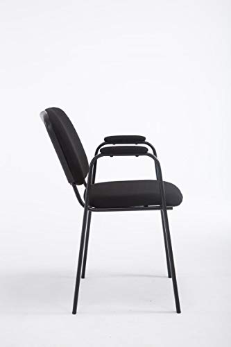CLP Silla Confidente Ken Pro Tapizada En Tela I Silla De Conferencia con Base De Metal Negro I Silla De Oficina Sin Ruedas I Color: Negro