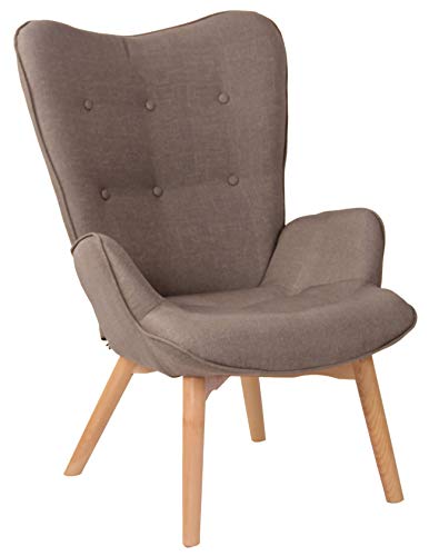 CLP Sillón Orejero Nórdico Durham Tapizado En Tela I Butaca De Salón En Estilo Escandinavo I Sillón De Lectura con Base De Madera I Color:, Color:Gris Pardo