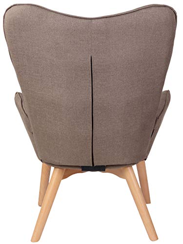 CLP Sillón Orejero Nórdico Durham Tapizado En Tela I Butaca De Salón En Estilo Escandinavo I Sillón De Lectura con Base De Madera I Color:, Color:Gris Pardo