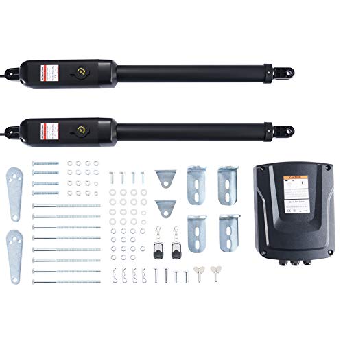 CO-Z 50W Abridor Automático de Puerta Batiente de 2 Hojas Motor para Puerta Eléctrica hasta 300KG o 5.5M Kit de Abrepuertas Automático con Control Remoto para Entrada, Jardín y Hogar (doble, 300kg)