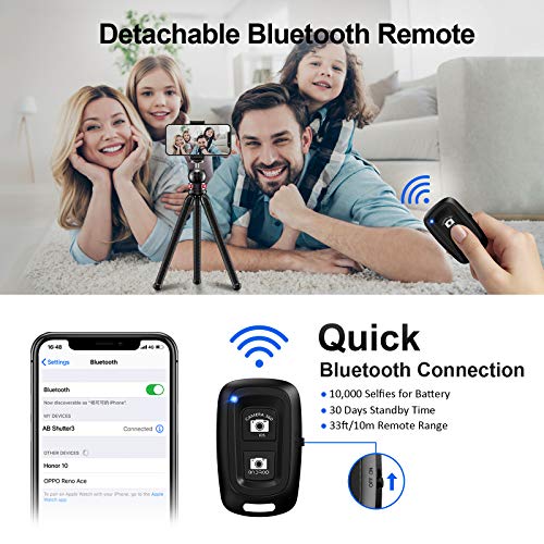 Cocoda Tripode para Movil, Flexible Tripodes Camaras con Rótula de Bola 360°, Trípode con Tornillo Universal de 1/4 Pulgadas y Control Remoto Bluetooth Compatible con iPhone, Samsung, GoPro, Cámara
