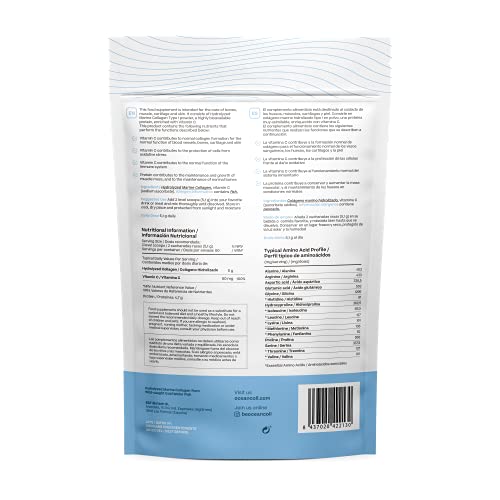 Colágeno Marino con Vitamina C | Colágeno Hidrolizado para Piel, Músculos, Articulaciones, Cartílagos y Huesos | Colágeno en Polvo Sabor Neutro, 306g | 60 dosis