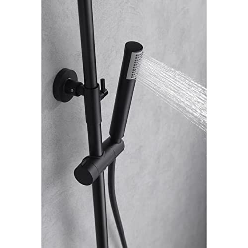 Columna con grifo de bañera y ducha termostática negro mate rociador redondo de laton Line Imex BTD038-B/NG