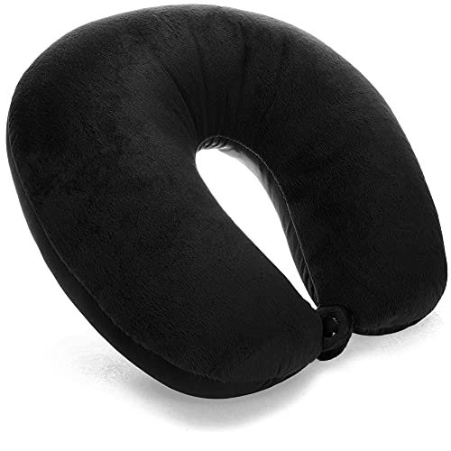 com-four® Almohada para el Cuello - Ardillas de Cuello Viajar - Cómodo cojín de Viaje - Almohada (Negro)