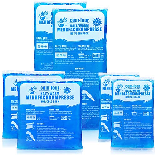com-four® Pack Ahorro Compresas de Gel Multiuso Frío/Calor Reutilizables 3 Tamaños- Bolsas Gel- Apto para Microondas (2x Pequeño, 2x Medio, 2x Grande)