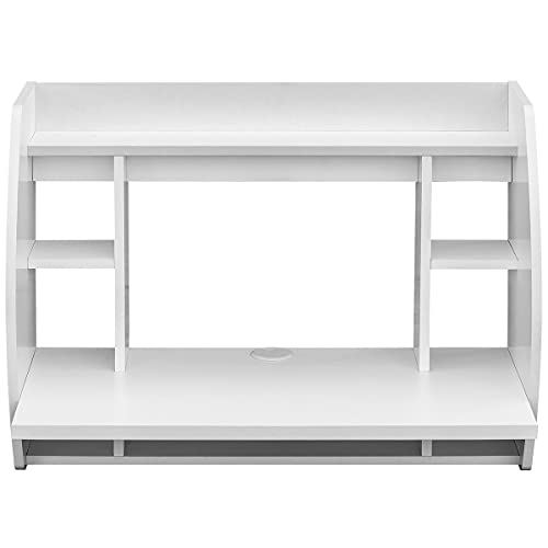 COMIFORT Escritorio Colgante - Mesa de Pared con Librería de Estructura Firme, Moderna y Minimalista con Baldas Espaciosas y de Gran Capacidad, Color Blanco