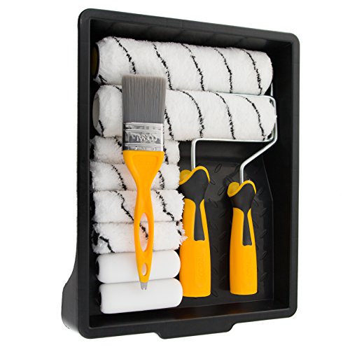 Coral 10501 Kit de pintura con bloqueo para la cabeza y mini rodillo y cepillo híbrido