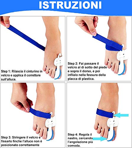 Corrector de juanetes, corrector, separador, separador, separador Bunion, corrector, banda deportiva, corrección de noche, recuerdos, Borsito, corrector, prótesis, silicona, 4 unidades