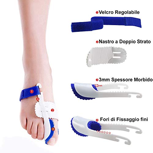 Corrector de juanetes, corrector, separador, separador, separador Bunion, corrector, banda deportiva, corrección de noche, recuerdos, Borsito, corrector, prótesis, silicona, 4 unidades