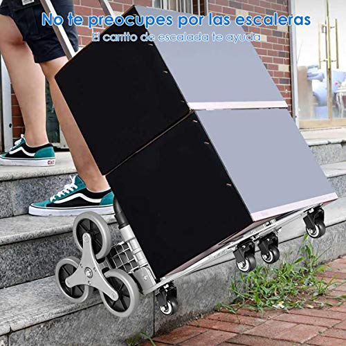 COSTWAY Carro de Carga con Ruedas Plegable Escalera Carro de Transporte Empuñadura Telescópica Carretilla de Mano Carga hasta 80kg