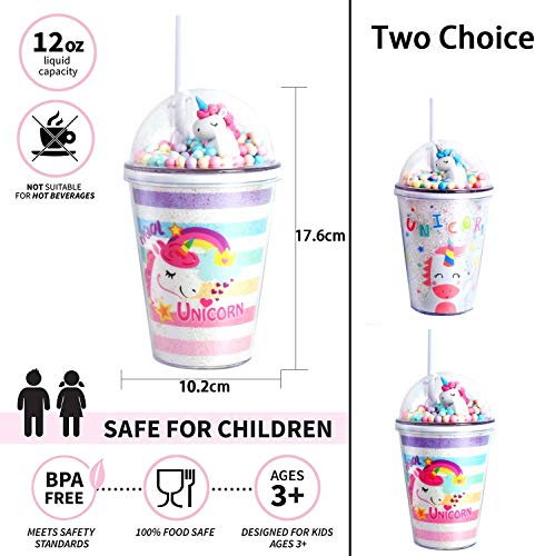 COZYSENSE Vaso con Pajita, Vasos con Tapa y pajitas, Botella de Agua con Pajita, Taza de café Helado, Taza de plástico Reutilizable para Adultos o niños, 380 ml (Arco Iris)
