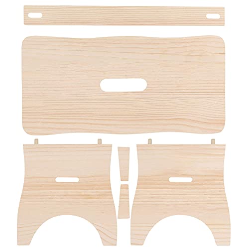 Creative DECO Taburete Madera Bajo Banco | 39 x 18 x 21 cm | Pequeña Silla Reposapiés Banqueta Asiento Escalera de Cocina Baño para Niños y Adultos | Madera de Pino para Decorar y Decoupage
