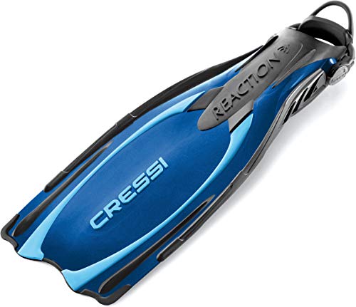 Cressi reacción EBS, Potente talón Abierto Buceo Aletas (Fabricado en Italia), Blue/Azure