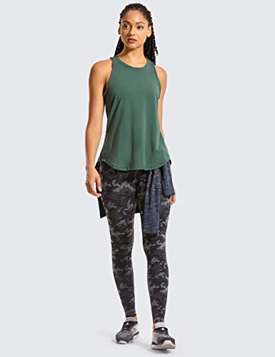 CRZ YOGA Mujer Camisas sin Mangas Deportivas Camisetas Chaleco Yoga Cuello Redondo Tops Deportes Espalda Abierta Verde Grafito 44