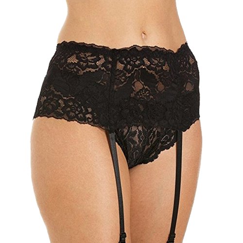 Cszxx Ligueros Vintage Lencería de Encaje (Negro)