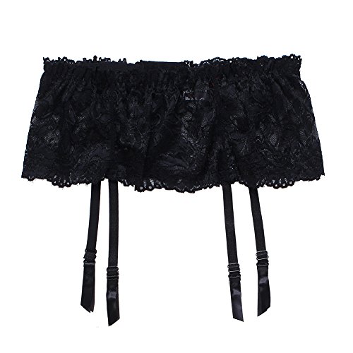 Cszxx Ligueros Vintage Lencería de Encaje (Negro)