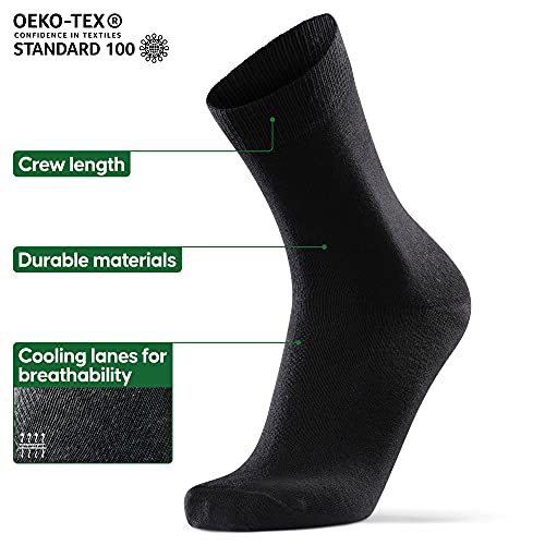 DANISH ENDURANCE Calcetines de Algodón, para Hombre y Mujer, Calcetines Clásicos de Vestir, Cómodos, Transpirables, para el Uso Diario, Negro, Gris, Rojo, Pack de 3 (Negro, EU 39-42)
