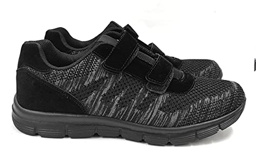 Deportivo Hombre Clasico y Confortable con Velcro | Zapatillas Hombre Pies Delicados Tejido y Plantilla Memory (Negro, Numeric_41)