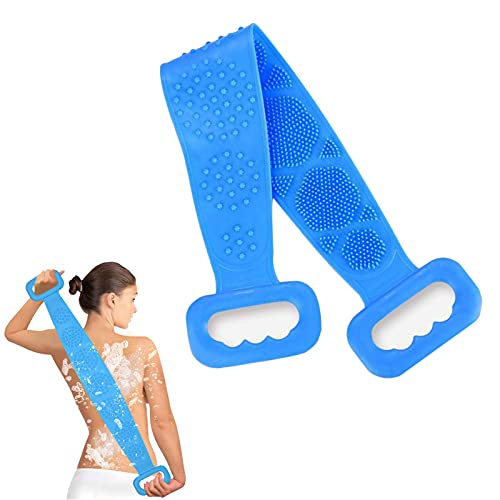 Depurador De Silicona Para Baño, Limpieza De Espalda Masaje Exfoliante Toalla De Baño Cepillo De Esponja De Melón Dispositivo De Fregado,cepillo De Baño Para Mujeres Y Hombres ​(60cm Azul)