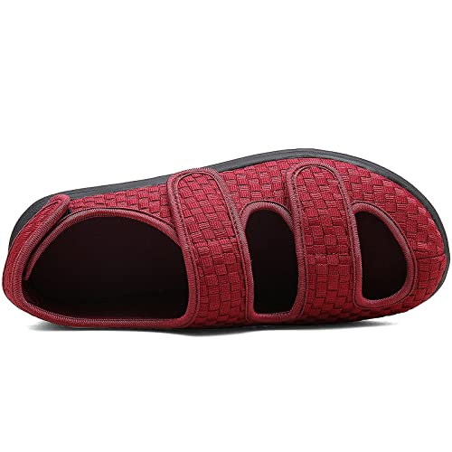 Diabéticas Sandalias Hombre Zapatillas Mujer Extra Ancha Hinchados Antibacteriano Zapatos Tamaño EU 36-45,Rojo,38 EU
