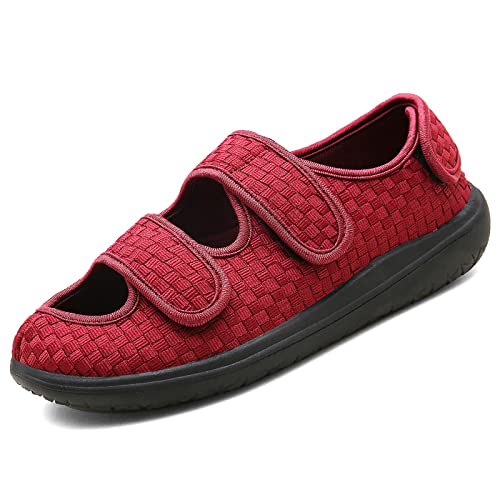 Diabéticas Sandalias Hombre Zapatillas Mujer Extra Ancha Hinchados Antibacteriano Zapatos Tamaño EU 36-45,Rojo,38 EU