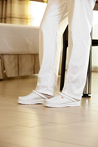 DIAN Pisa Zueco de Microfibra Técnica d'COVER Oeko-Tex Perforada, Sra E OB, Blanco, Talla 39 EU