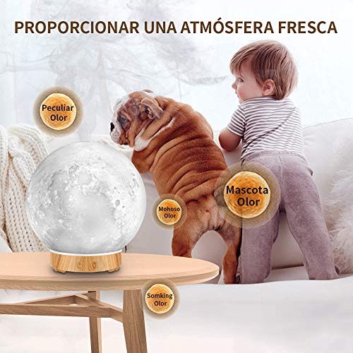 Difusor Aromaterapia De Luz Luna,200ml Ultrasonice Humidificador Aceites Esenciales Sin BPA nebulizador Bebe ,Luz Nocturna de 7 Colores,Universal para casa Oficina Yoga SPA Dormitorio