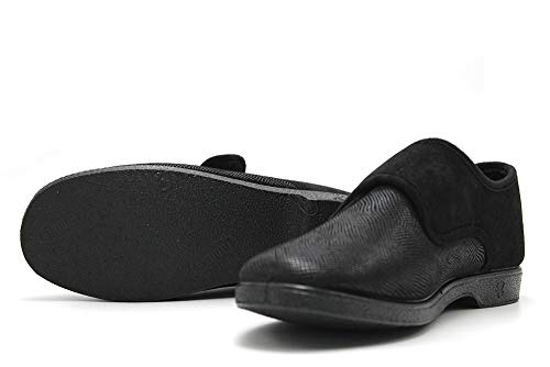 DOCTOR CUTILLAS - Zapatillas de IR por casa,de Velcro, Suela de Goma, Ancho Especial, para: Mujer Color: Negro Talla:38