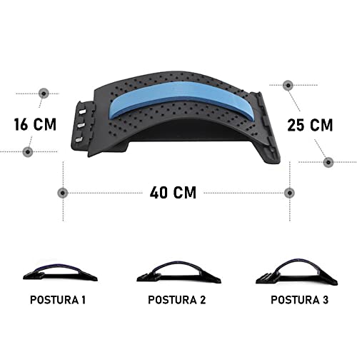DOLCCIA – Soporte masajeador de espalda, Alivia el dolor lumbar, Estiramiento de espalda, Corrige la postura, Fisioterapia, 4 niveles ajustables, Hombre y mujer