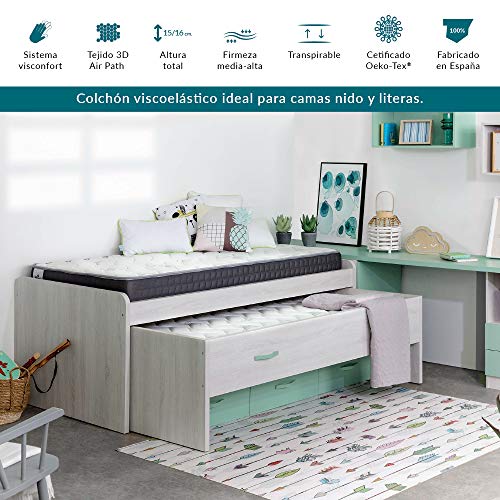 Don descanso MULHACEN Colchón Cama Nido, Espuma viscoelástica, 80x180 cm