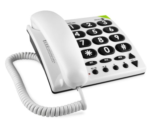 Doro PhoneEasy 311c Teléfono Fijo con Cable para Personas Mayores con Teclas Grandes, Marcación Rápida y Compatible con Audífonos (Blanco) [Versión Española y Portuguesa]