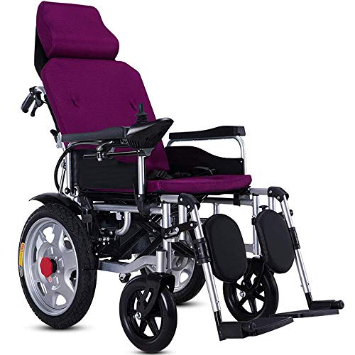 DSHUJC Sillas de Ruedas eléctricas, Silla de Ruedas eléctrica Silla de Ruedas Auxiliar compacta Ancianos discapacitados Silla de Ruedas eléctrica portátil Plegable Motor Dual Manual eléct