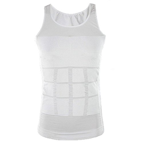 Ducomi Slimshaper - Chaleco para Hombre - Ropa Interior de Efecto Adelgazante Elástico y Formar para el Vientre y la Pérdida de Peso y Grasa - Previene el Dolor de Espalda y Lumbares (Blanco, XXL)
