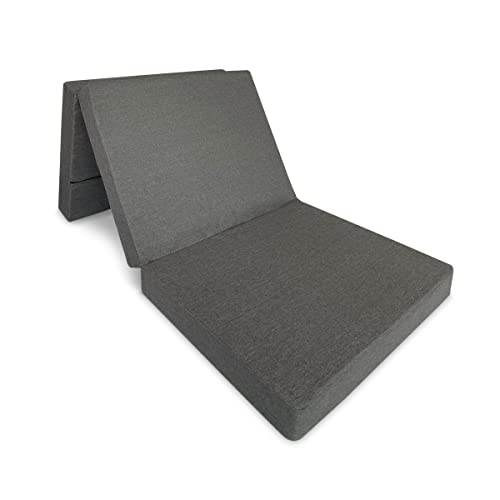 Duérmete Online Gris Oscuro Colchón Plegable Eureka para Invitados con Cierre y Asa | Espuma de Gran Densidad (Extrafirme) y Funda en Loneta Desenfundable, Muy Transpirable, 80 x 190