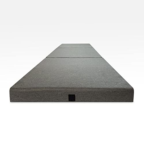 Duérmete Online Gris Oscuro Colchón Plegable Eureka para Invitados con Cierre y Asa | Espuma de Gran Densidad (Extrafirme) y Funda en Loneta Desenfundable, Muy Transpirable, 80 x 190