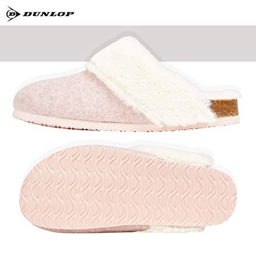 Dunlop Zapatillas Mujer, Zapatillas Casa Mujer con Forro Polar, Pantuflas Mujer Suela de Goma Antideslizante, Regalos para Mujer y Adolescentes Talla 36-41 (Gris, Numeric_38)