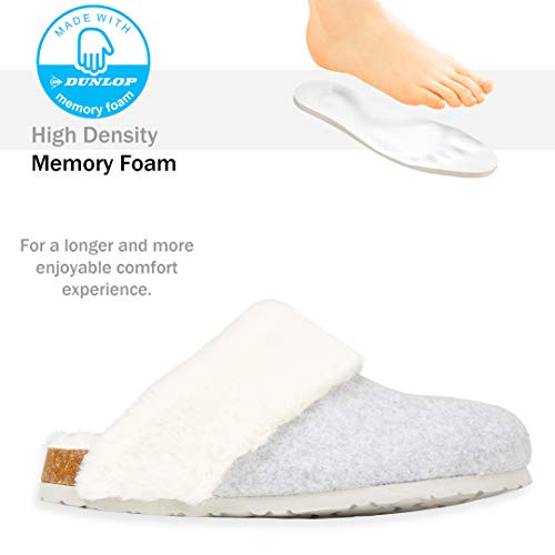 Dunlop Zapatillas Mujer, Zapatillas Casa Mujer con Forro Polar, Pantuflas Mujer Suela de Goma Antideslizante, Regalos para Mujer y Adolescentes Talla 36-41 (Gris, Numeric_38)