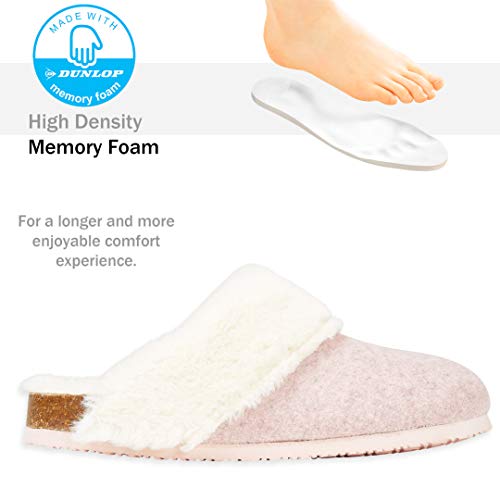 Dunlop Zapatillas Mujer, Zapatillas Casa Mujer con Forro Polar, Pantuflas Mujer Suela de Goma Antideslizante, Regalos para Mujer y Adolescentes Talla 36-41 (Rosa, Numeric_37)
