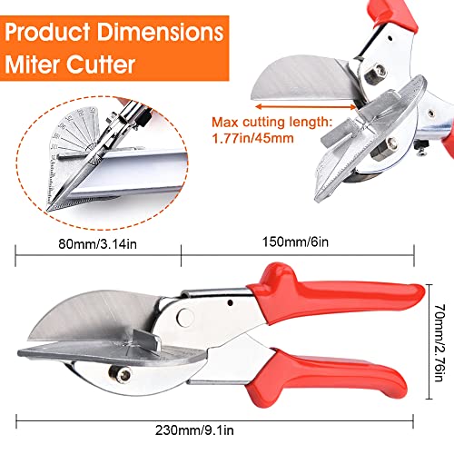 DURANTEY Cortador de Inglete Cortadora de Angulos para Madera 45-135 ° Cortador de Cizalla de Mano Tijeras Ingletadoras para Cortar Moldear Tubería de Plástico de PVC/PPR/PE Rama Alambre