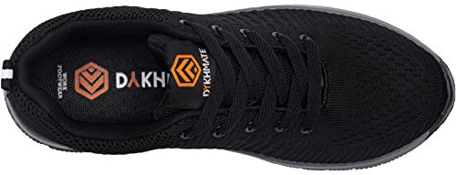 DYKHMATE Zapatillas de Deportes Hombre Ligero Transpirable Zapatos para Correr Gimnasio Casual Sneakers (Negro Gris,44 EU)
