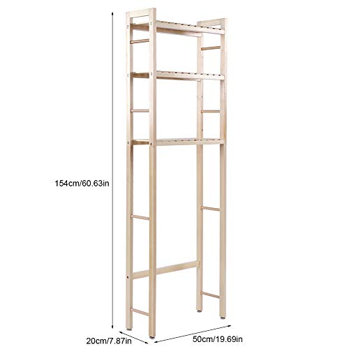 EBTOOLS Estantería de Baño sobre Inodoro, Estante WC Madera 3 Niveles Organizador Almacenamiento Compacto Encima del Inodoro Baño, 50x20x154 cm (Tipo 1)