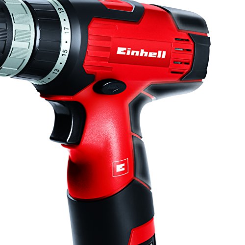 Einhell Taladro destornillador inalámbrico a batería - TH-CD 12 Li – 12 V, 1,3 Ah, 22 Nm, parada rápida, 20 pasos de par, bloqueo del eje. Incluye batería recargable, cargador y estuche
