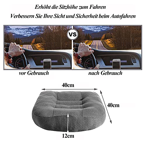 Elevador Coche, Cojin Asiento Coche, Cojin Elevador Coche Adulto, 40 X 40 X 12 Cm, TambiéN como CojíN Silla Oficina/Cojines Sillas Cocina/ Cojin Suelo/Cojines para Sofa/Cojines Sillas Jardin