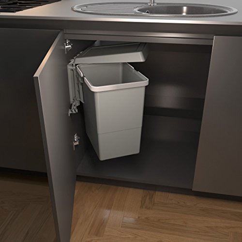 ELLETIPI Pbn asg34 Linea Swing 2.0 Papelera automática de Puerta de plástico Grande Capacidad 18 litros, Nailon satinadas, Gris Oscuro, 34 x 36 x 26 cm