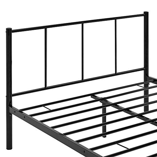 [en.casa] Cama de Metal 120cm x 200cm Cama Doble Cama Matrimonio Somier Negro