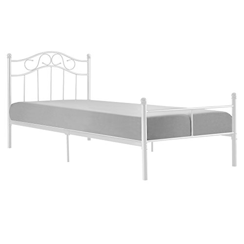 [en.casa] Cama de Metal 120x200 Blanca Estructura Base con somier