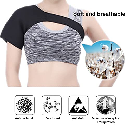 Envoltura de manga de compresión de neopreno para hombros, abrazadera de hombro ajustable para manguito rotador desgarrado, tendinitis, dislocación, articulación AC, bursitis(negro)